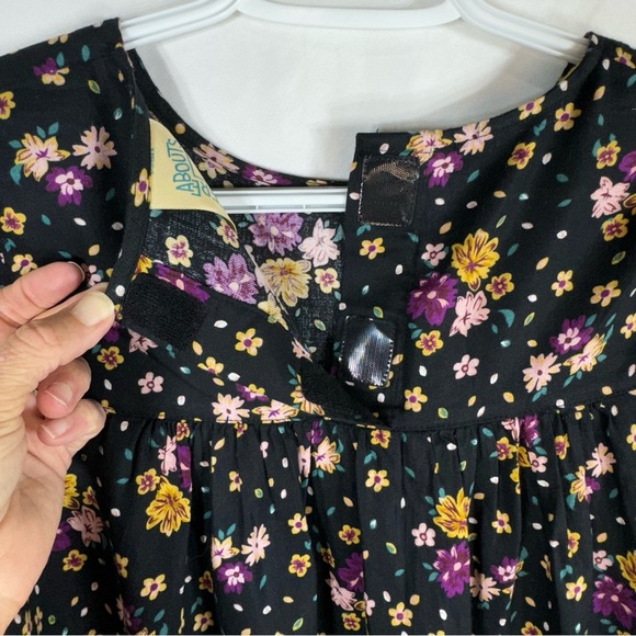 Thereabouts Girls Plus Black Floral Long Poet Sleeve Babydoll Top - 14.5 / 16.5 - Picture 5 of 7